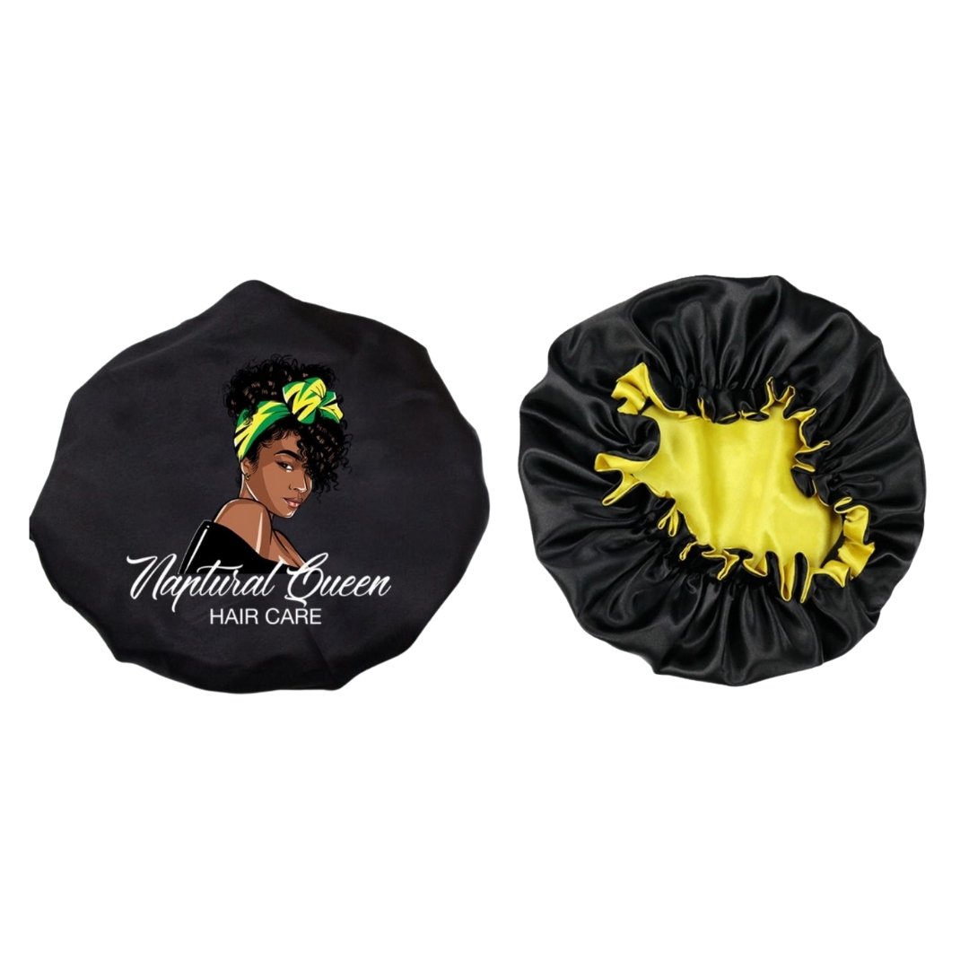 Black Reversible Satin Bonnet - Naptural Queen Hair Care